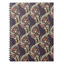 Cadernos e Diários com Padrão Floral de Gato Art D
