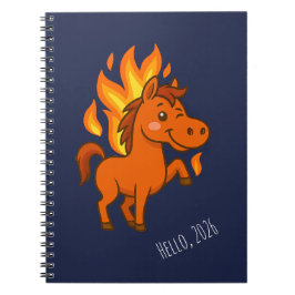 Cadernos espiral com um cavalo vermelho