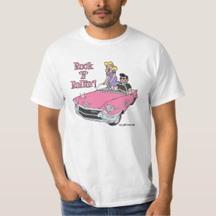 Cadillac cor-de-rosa com o t-shirt do lubrificador