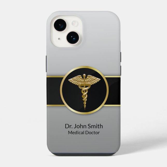 Caduceu Médico Dourado Profissional (Verso)