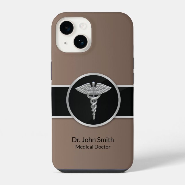 Caduceu Médico Prata Profissional (Verso)