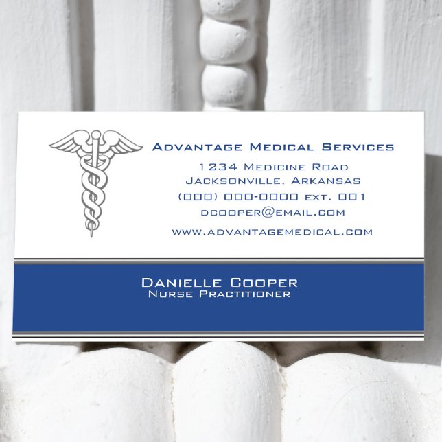 Caduceus Cartão de visita, Azul (Blue Caduceus Business Card )