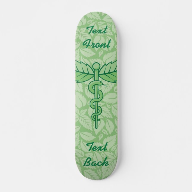 Caduceus com Folhas de Fundo do skate (Frente)