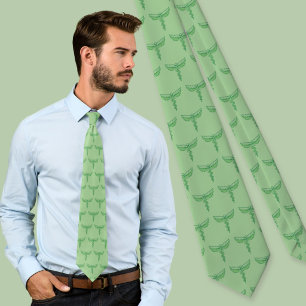 Caduceus com Gravata de Pescoço de Folhas