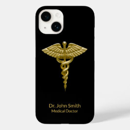 Caduceus Dourado no Black Classy Medical