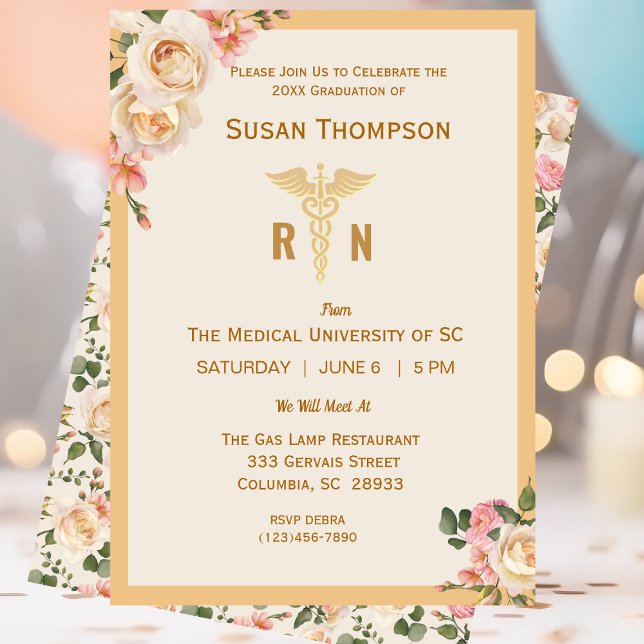 Caduceus Formando Floral Convite de festas (Criador carregado)