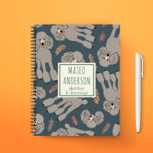 Cães bonitos com Plantas Nome Personalizado Verde