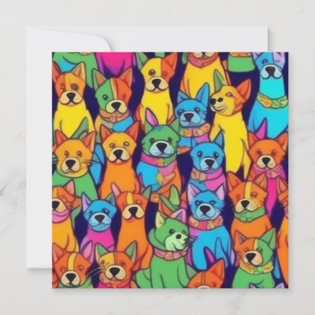 Cães bonitos e coloridos cães felizes (Frente)