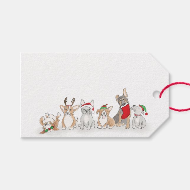 Cães bonitos etiquetas de presentes de Natal (Frente (horizontal))