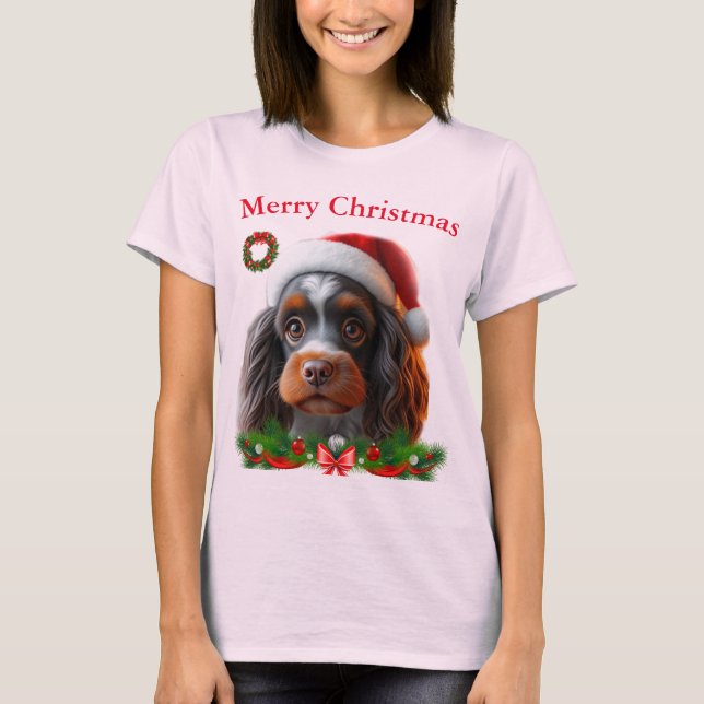 Cães bonitos T-shirts de Natal (Frente)