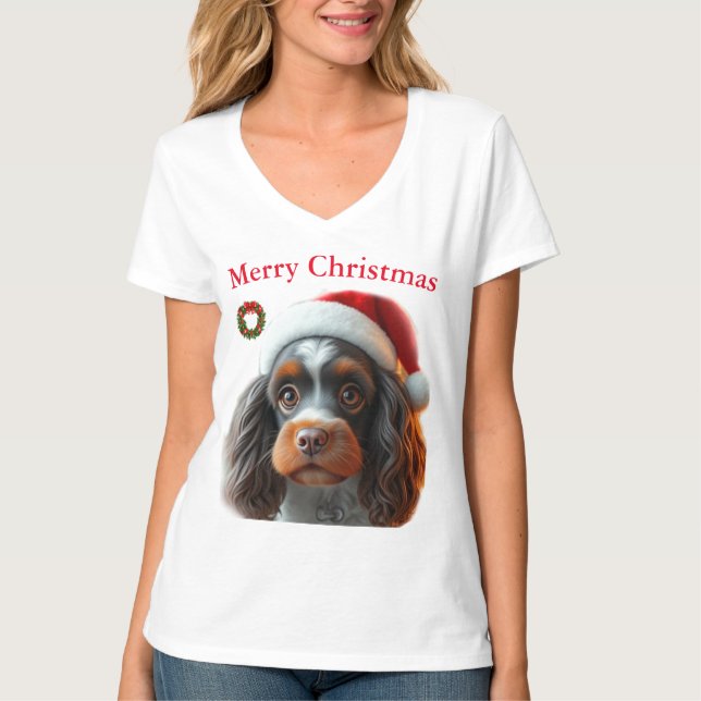 Cães bonitos T-shirts de Natal (Frente)