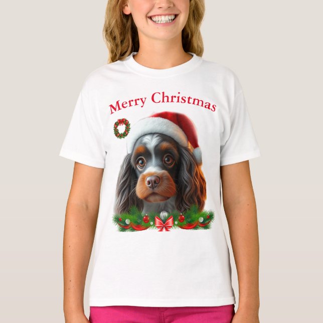 Cães bonitos T-shirts de Natal (Frente)