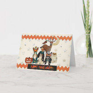 Cães & cartão de Howloween do gato