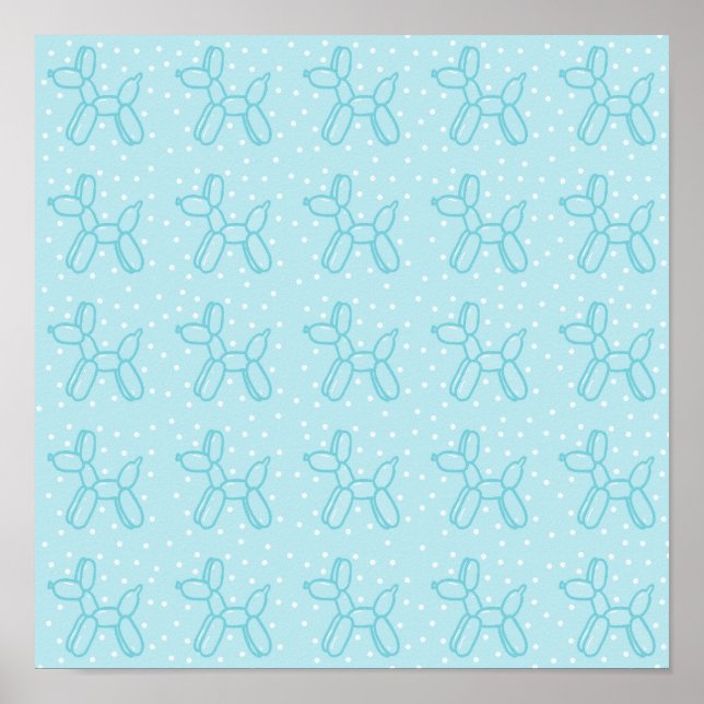 Cães de Balão em Verde-Azul em Impressão Azul Past (Frente)