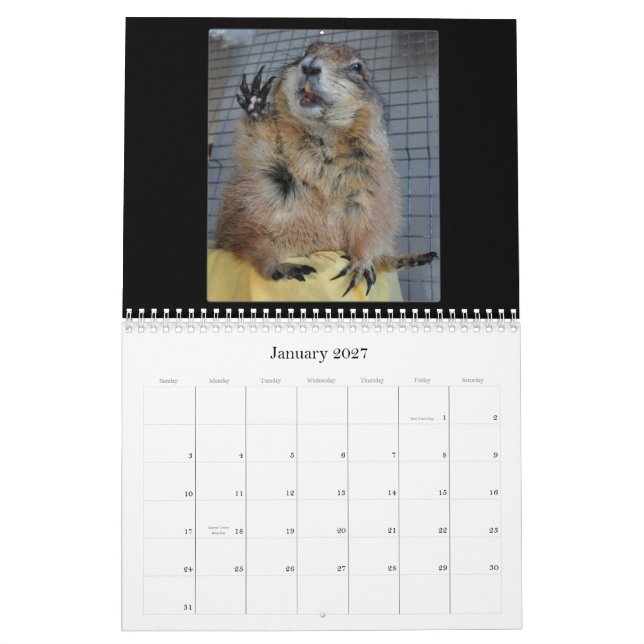 Cães de pradaria atados preto - calendário 2013 (Jan 2027)