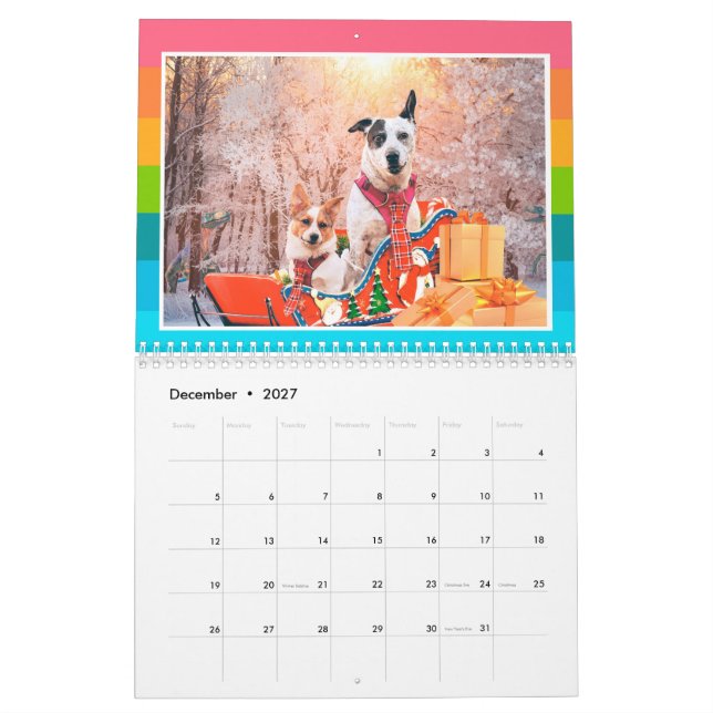 Cães e Dinossauros de Cuta Calendário (Dez 2027)