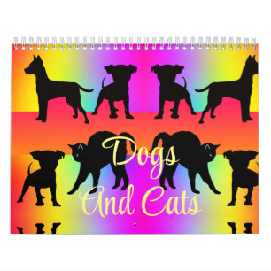 Cães E Gatos Calendário De 12 Meses