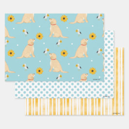 Cães, Flores, Gaivotas Conjunto de 3 Gift Wrap