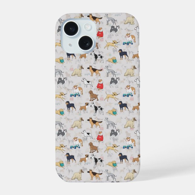 Cães Fofos Design de Padrão Branco (Verso)