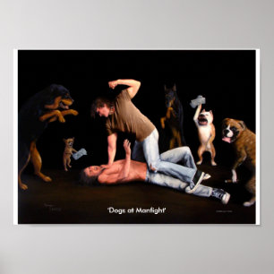 "Cães impressão de 14x10 de Manfight"