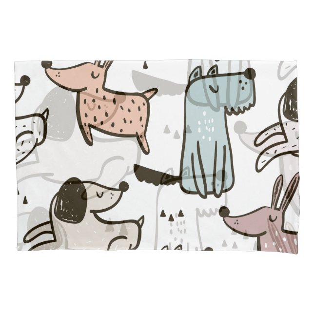 Cães infantis, desenhados à mão, padrão de tendênc (Frente)