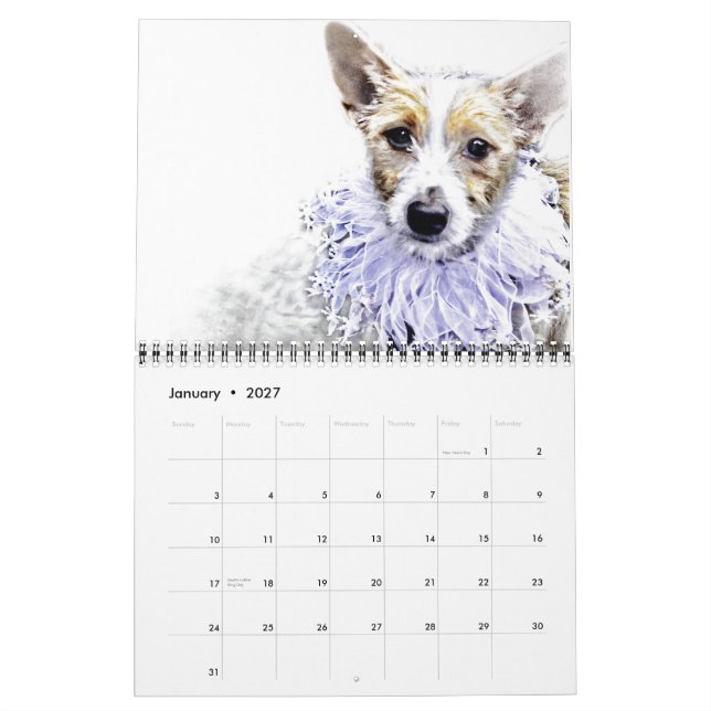 Cães na arte - calendário (Jan 2027)