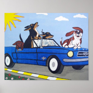 Cães na Poster de Cruzeiro de Mustang Azul
