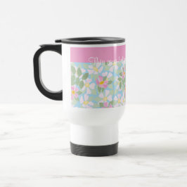 Cães Rosa na Caneca de viagem Azul para Personaliz