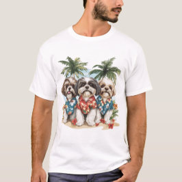 Cães Shih Tzu Vestindo Camisas Havaianas