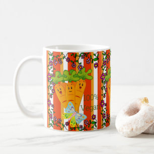 Café 100% De Cenouras De Vegan, Caneca De Stripe Laranj