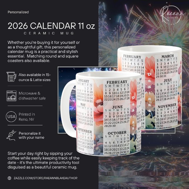 Café 2026 Personalizado 11 oz. Caneca Cerâmica de Calen (Criador carregado)