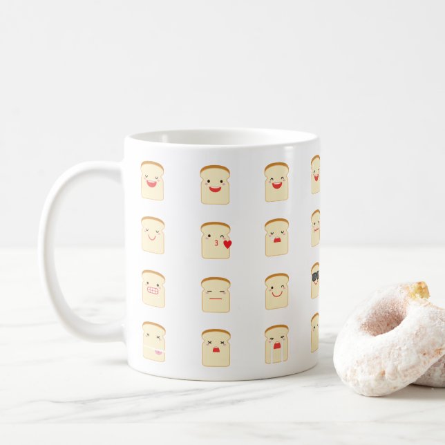 Café 32 partes de caneca de Emojis do pão (Com Donut)
