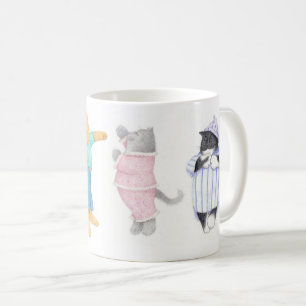 Café 4 GATOS DE PIJAMA Caneca Branca