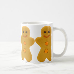 Café 4 homens de pão-de-espécie em uma linha caneca