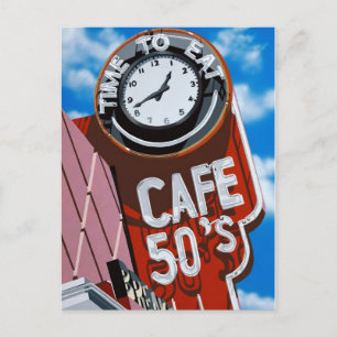 Cafe 50's Restaurante Retrô Pintura Cartão Postal