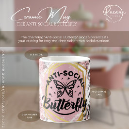 Café A Caneca de Cerâmica Borboleta Anti-Social