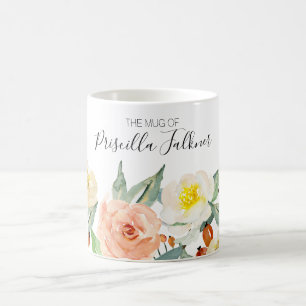 Café A Caneca De Flores Modernas De Pessegueira