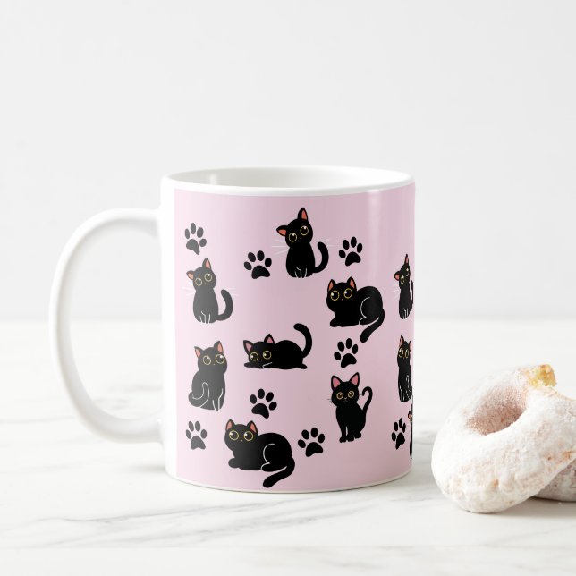 Café A Caneca de Gato Preto Mais Fofa Presente para Ama (Com Donut)