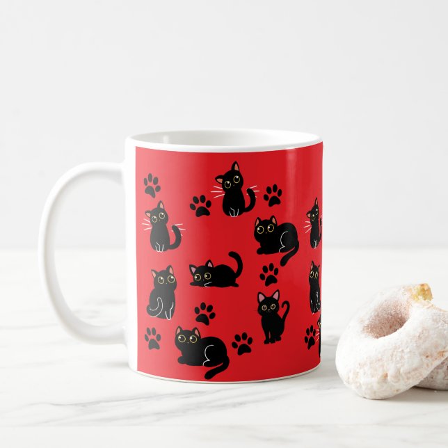 Café A Caneca de Gato Preto Mais Fofa Presente para Ama (Com Donut)