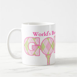 Café A melhor mãe do mundo e caneca rosa de golfe