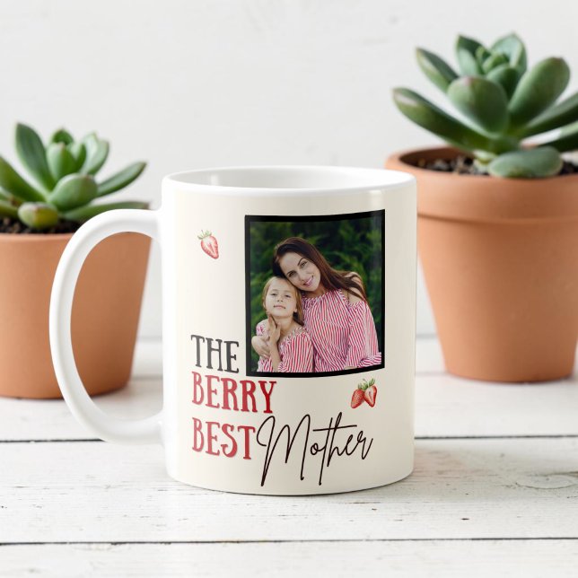 Café A Melhor Mãe Morango Caneca de Foto (Criador carregado)