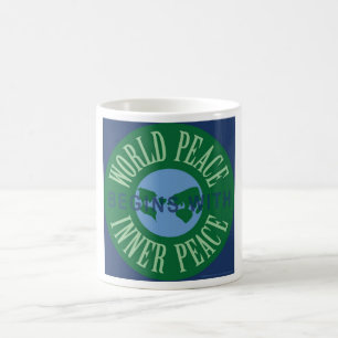 Café A paz de mundo começa com a caneca interna da paz