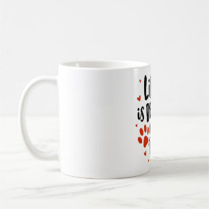 Café A vida é melhor com a caneca de animais - corações