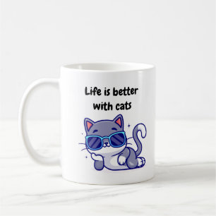 Café A vida é melhor com a caneca de gatos