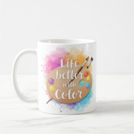 Café A Vida é Melhor com Cor – Caneca de Artista de Aqu