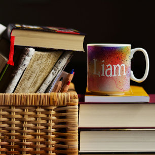 Café Abstrato, cor d'água, padrão de cor d'água, caneca