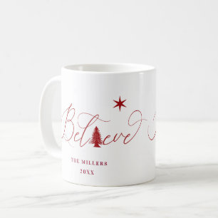Café Acredite em um roteiro elegante caneca de férias 