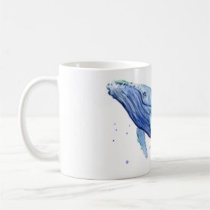 Café Aguarela da baleia de Humpback que pinta a caneca