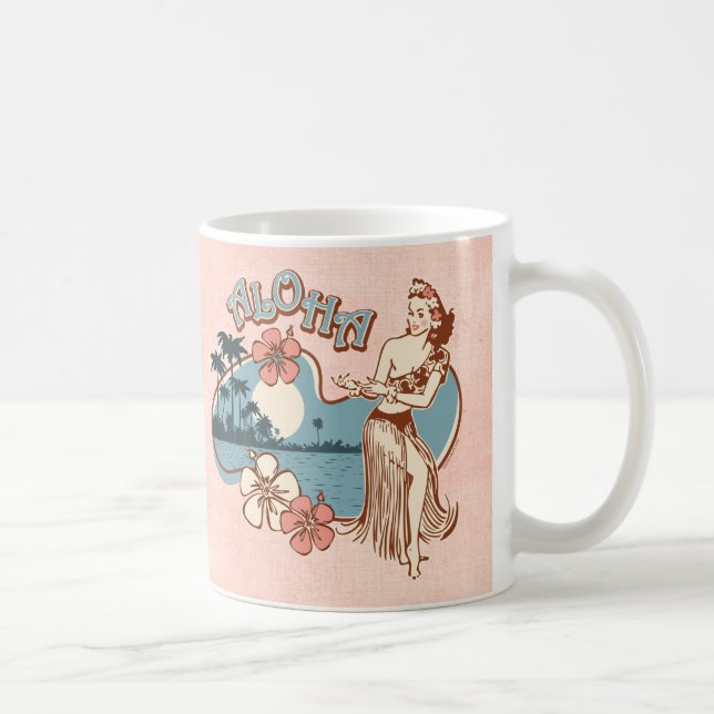 Café Aloha caneca da menina de Hula (Direita)