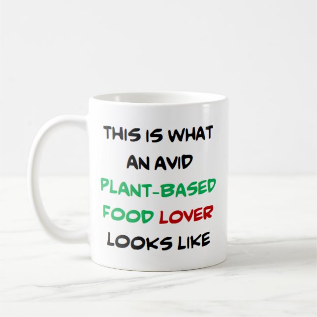 Café amante de comida à base de plantas, caneca ávida d (Esquerda)